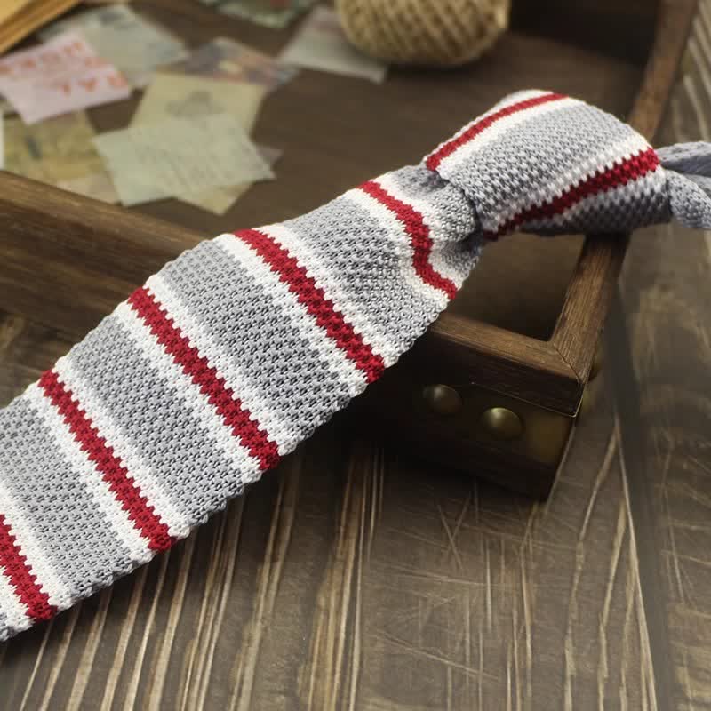 Men's Color Block Pattern Striped Knitted Necktie - Style #21 - image 24