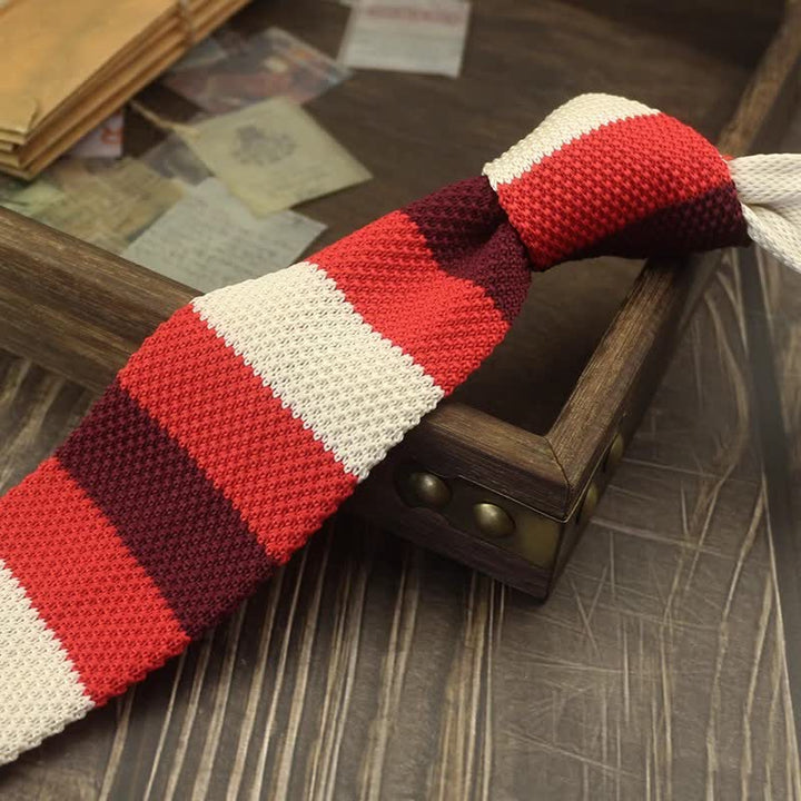 Men's Color Block Pattern Striped Knitted Necktie - Style #7 - image 10