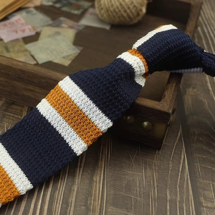 Men's Color Block Pattern Striped Knitted Necktie - Style #11 - image 14