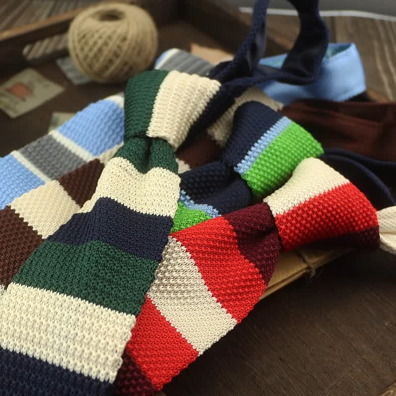 Men's Color Block Pattern Striped Knitted Necktie - image 0