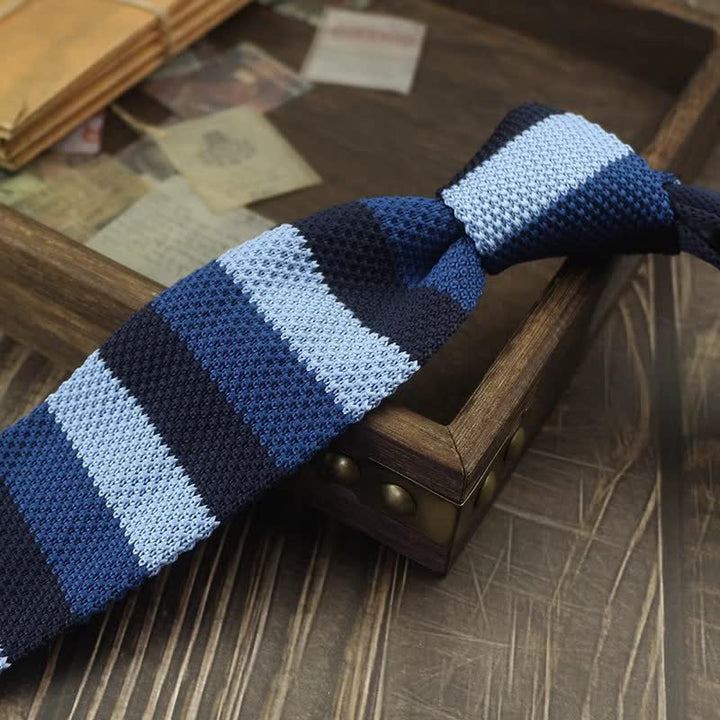 Men's Color Block Pattern Striped Knitted Necktie - Style #9 - image 12