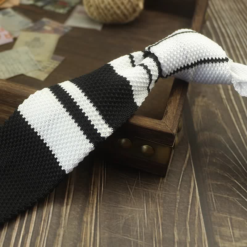Men's Color Block Pattern Striped Knitted Necktie - Style #16 - image 19