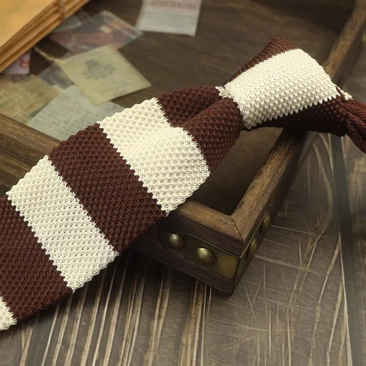 Men's Color Block Pattern Striped Knitted Necktie - Style #14 - image 17