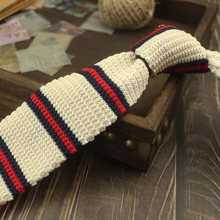 Men's Color Block Pattern Striped Knitted Necktie - Style #17 - image 20