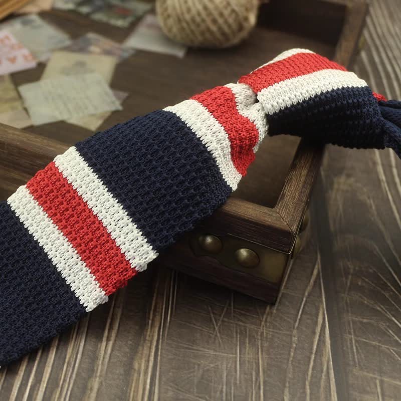 Men's Color Block Pattern Striped Knitted Necktie - Style #15 - image 18