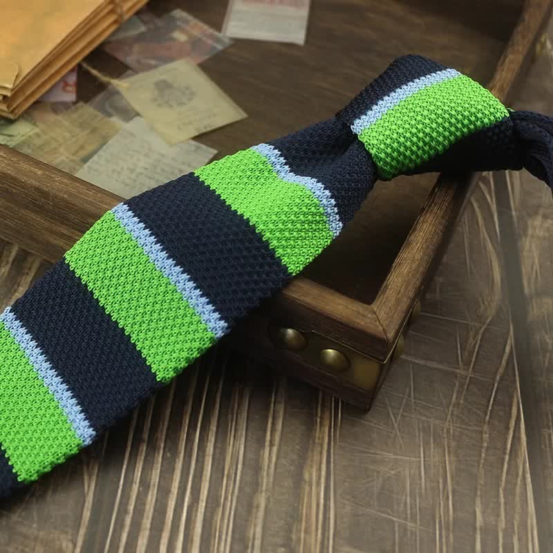 Men's Color Block Pattern Striped Knitted Necktie - Style #12 - image 15
