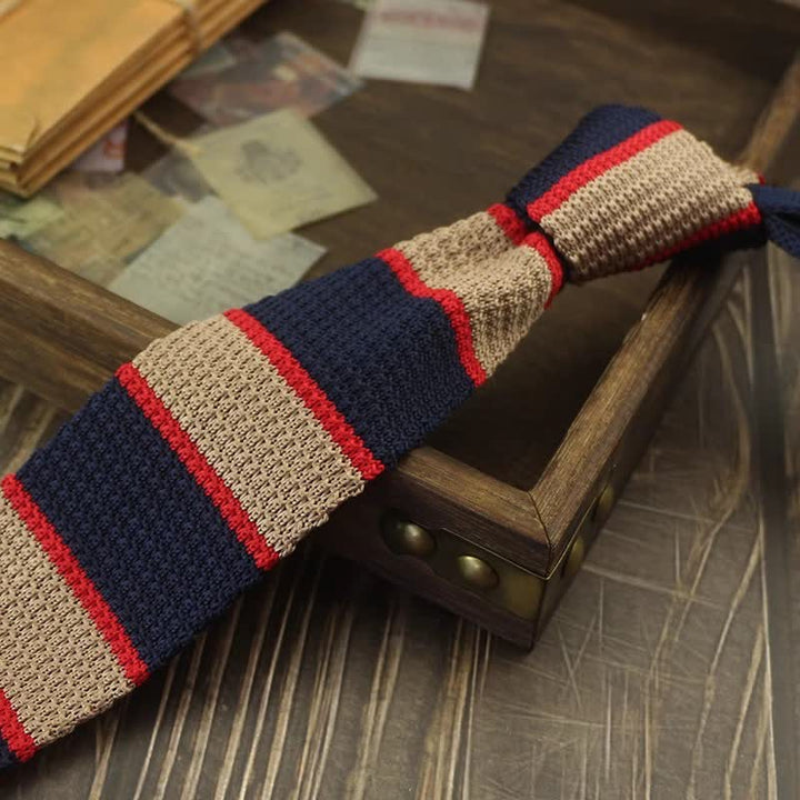 Men's Color Block Pattern Striped Knitted Necktie - Style #6 - image 9