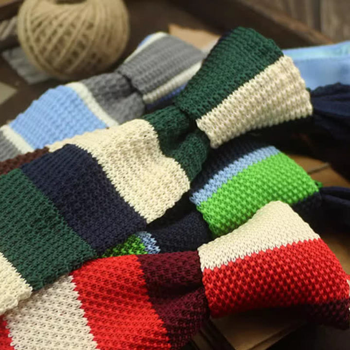 Men's Color Block Pattern Striped Knitted Necktie - image 2