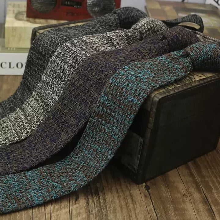 Men's Variegated Dark Color Knitted Necktie - image 4