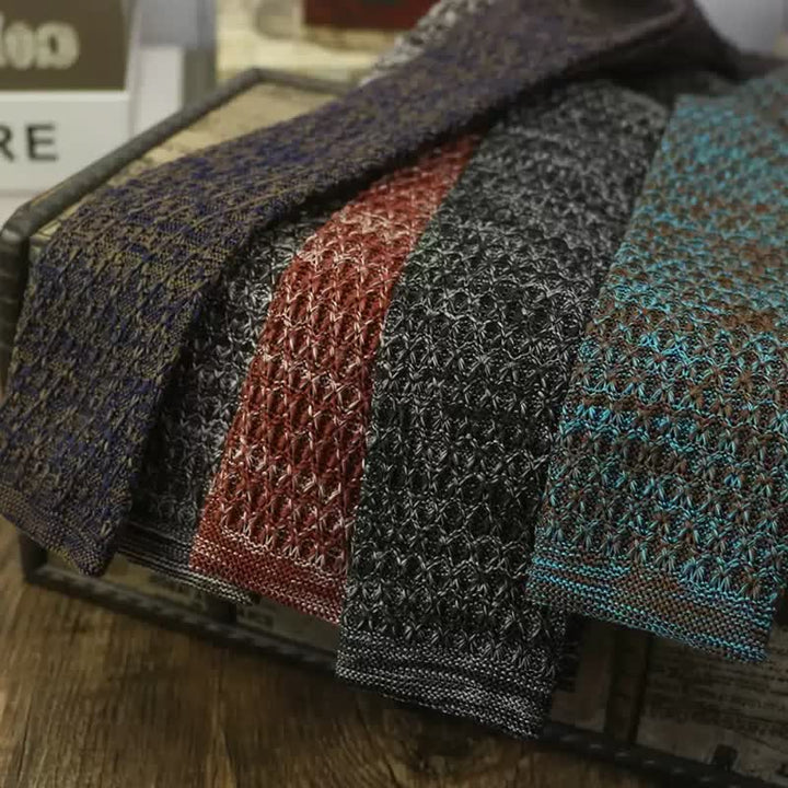Men's Variegated Dark Color Knitted Necktie - image 5