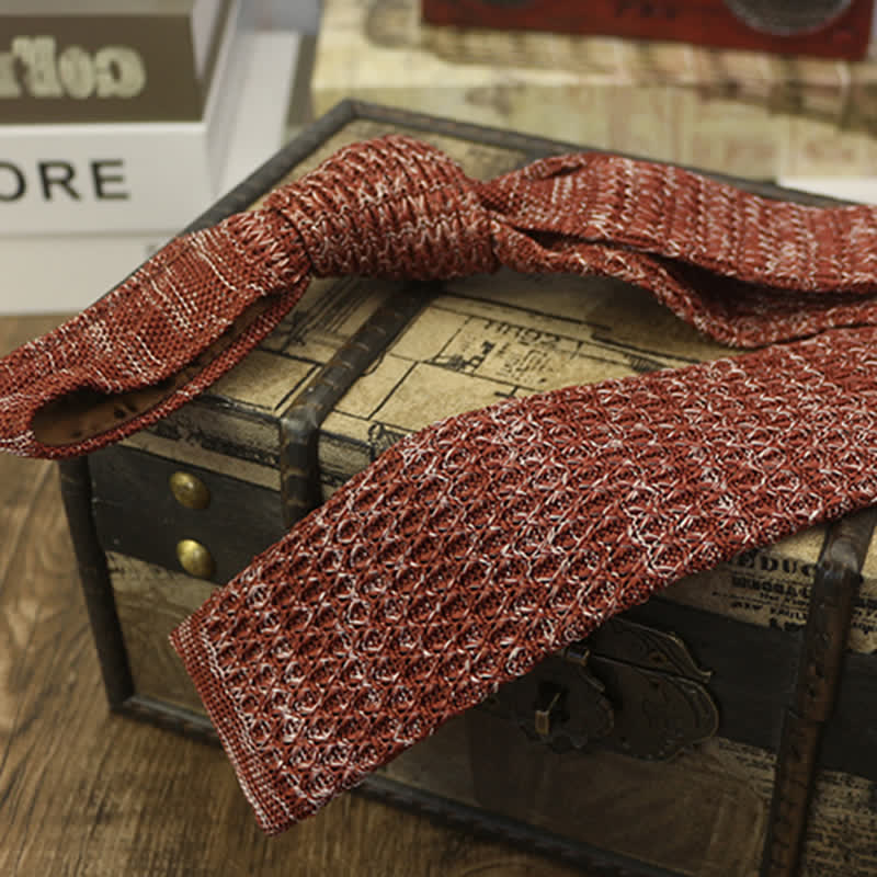 Men's Variegated Dark Color Knitted Necktie - image 3