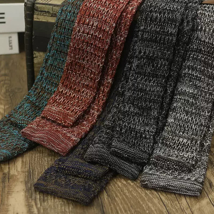 Men's Variegated Dark Color Knitted Necktie - image 1