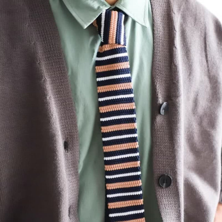 Men's Vintage British Style Pattern Knitted Necktie - image 4