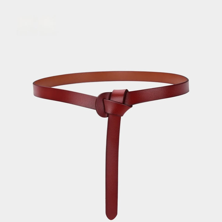 Classical Solid Color Knot Belt Decorative Leather Belt - Red - 43.31in / 110cm - image 15