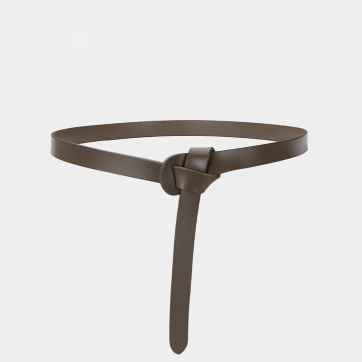 Classical Solid Color Knot Belt Decorative Leather Belt - Khaki - 43.31in / 110cm - image 17