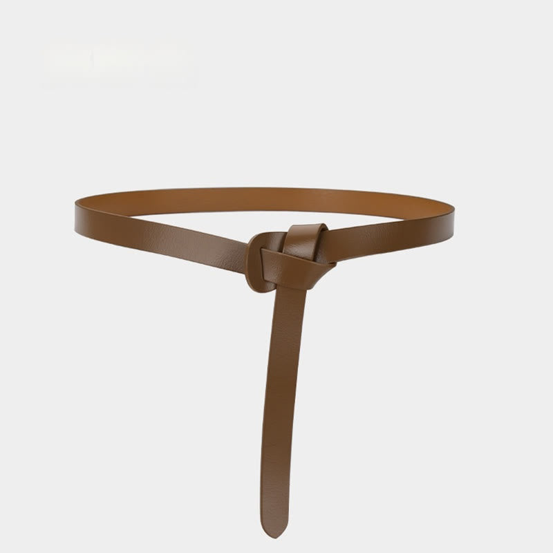 Classical Solid Color Knot Belt Decorative Leather Belt - Chocolate - 43.31in / 110cm - image 16