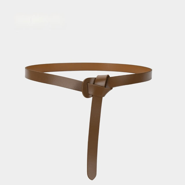 Classical Solid Color Knot Belt Decorative Leather Belt - Chocolate - 43.31in / 110cm - image 16