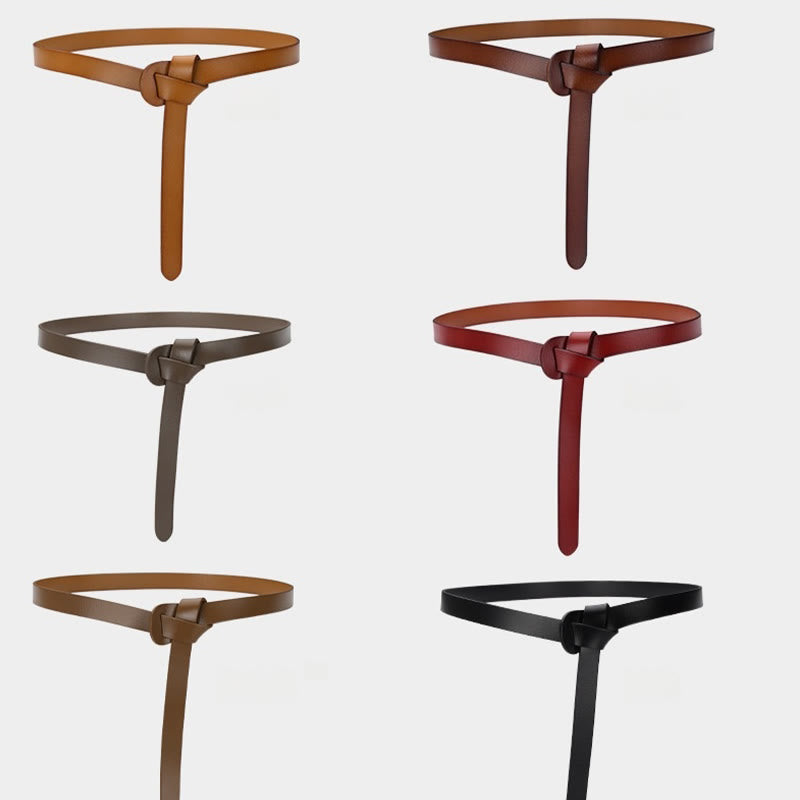 Classical Solid Color Knot Belt Decorative Leather Belt