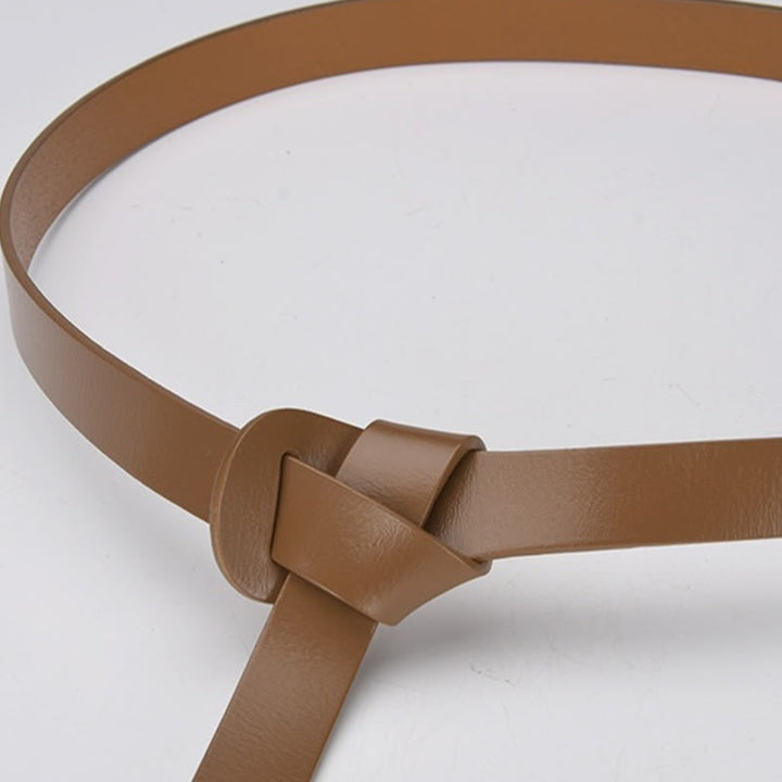 Classical Solid Color Knot Belt Decorative Leather Belt - image 8
