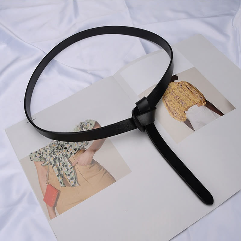 Classical Solid Color Knot Belt Decorative Leather Belt - image 5