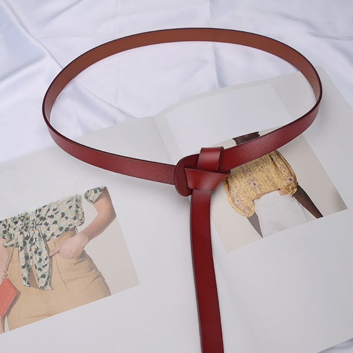 Classical Solid Color Knot Belt Decorative Leather Belt - image 7