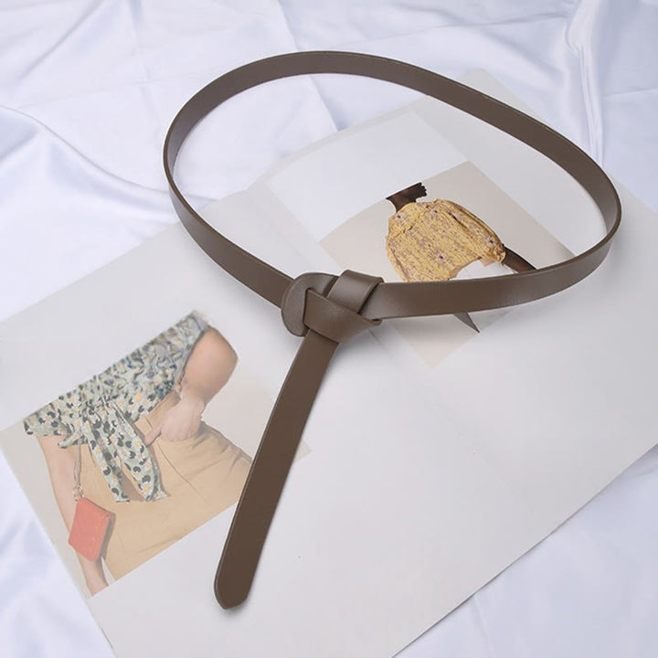 Classical Solid Color Knot Belt Decorative Leather Belt - image 6