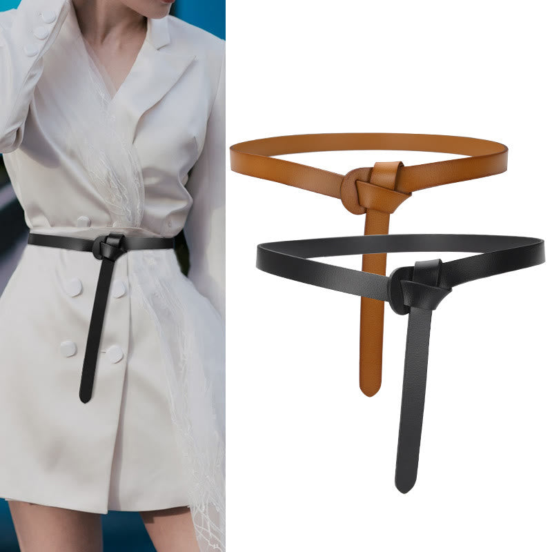 Classical Solid Color Knot Belt Decorative Leather Belt