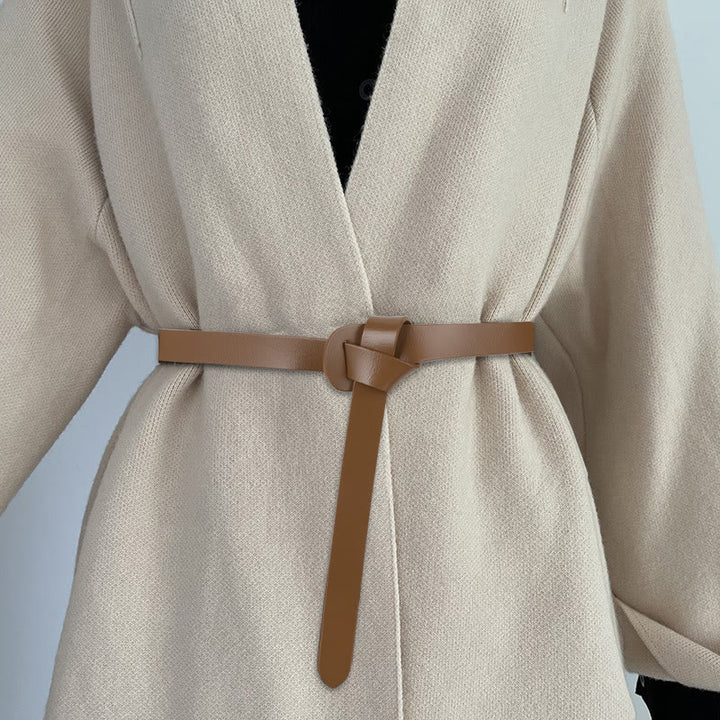 Classical Solid Color Knot Belt Decorative Leather Belt - image 2