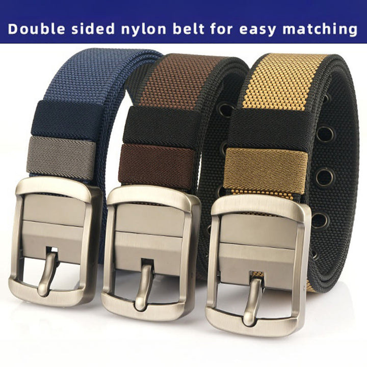 Men's Rotatable Buckle Belt Reversible Nylon Belt - image 7