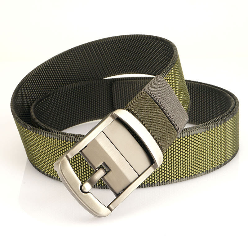 Men's Rotatable Buckle Belt Reversible Nylon Belt - Green+Dark Gray - 42 - image 11
