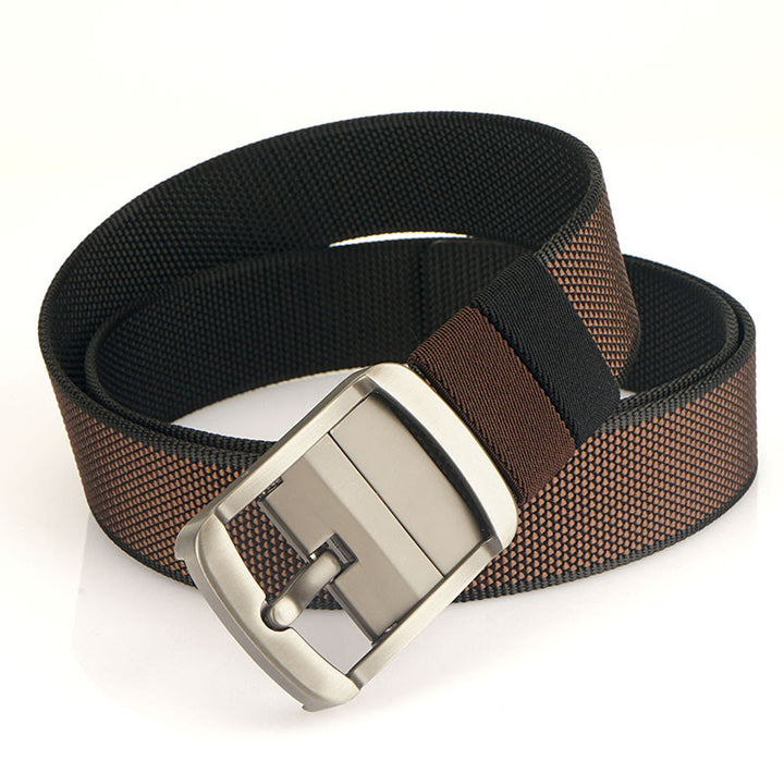 Men's Rotatable Buckle Belt Reversible Nylon Belt - Black+Brown - 42 - image 9