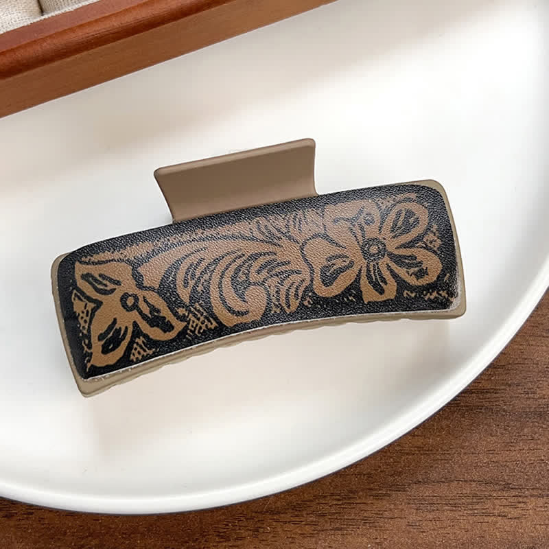Women's Brown Western Native Floral Print Hair Claw Clip - Style #2 - image 3