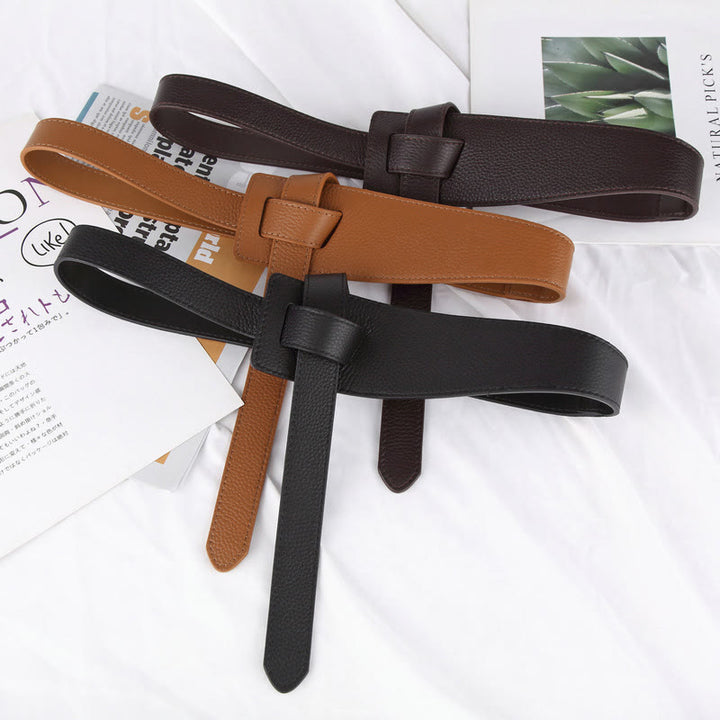 Solid Color Knot Belt Women's Dress Leather Belt - image 4