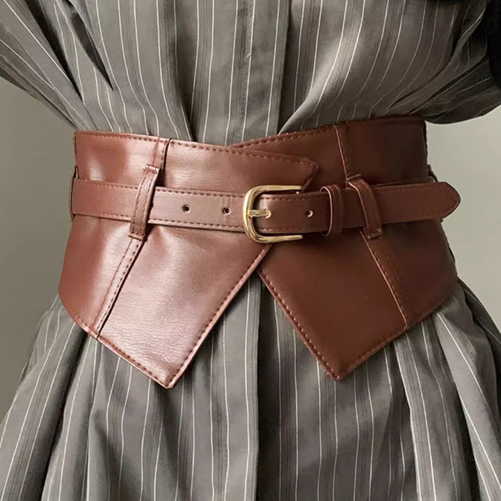 Wide Waistband For Women Leather Corset Belt - Brown - image 3