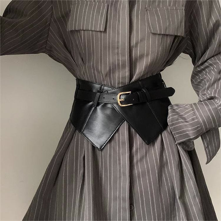 Wide Waistband For Women Leather Corset Belt - Black - image 0