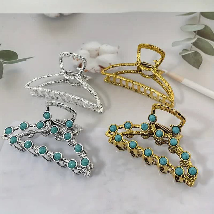 Women's Retro Blue Turquoise Ancient Hair Claw Clip - image 4