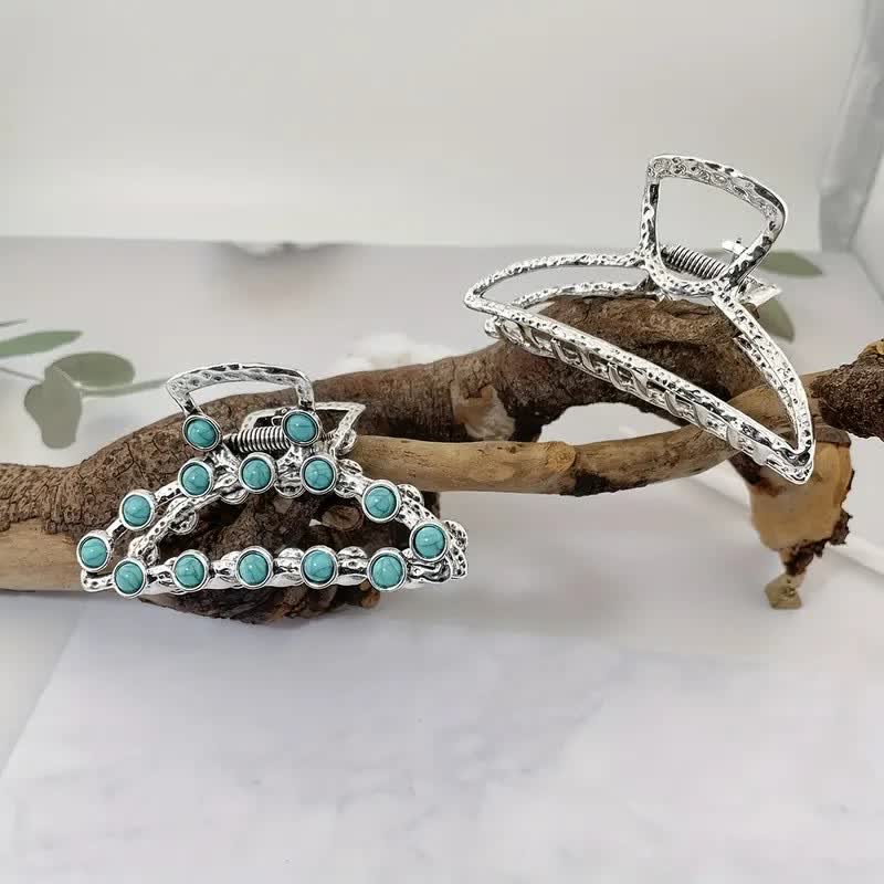 Women's Retro Blue Turquoise Ancient Hair Claw Clip - image 1