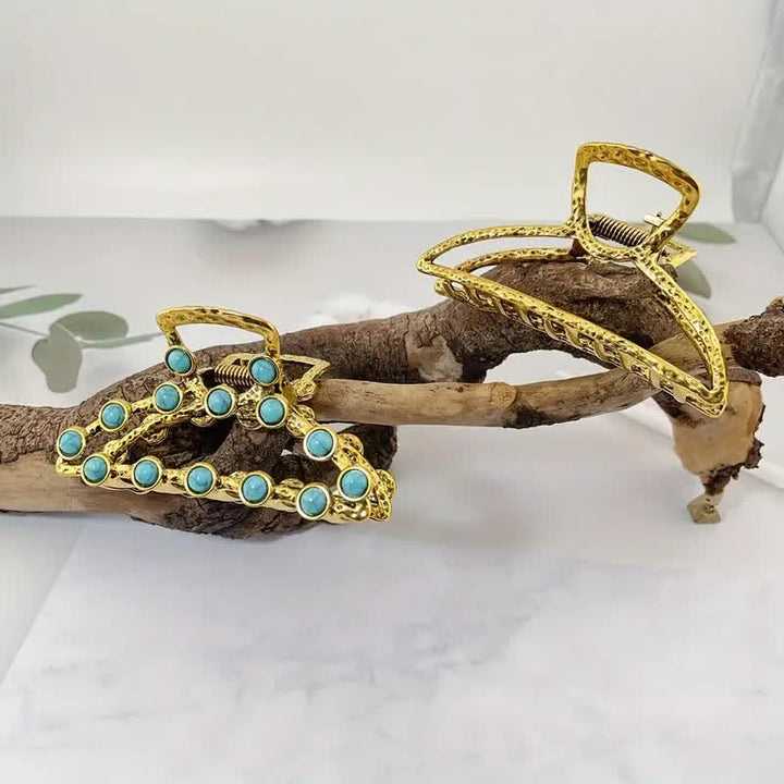 Women's Retro Blue Turquoise Ancient Hair Claw Clip - image 6