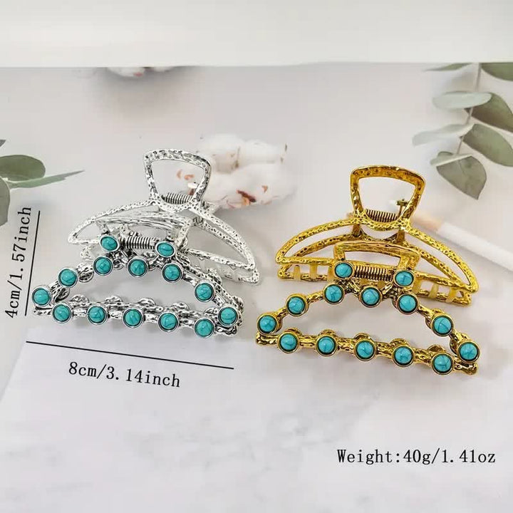 Women's Retro Blue Turquoise Ancient Hair Claw Clip - image 3