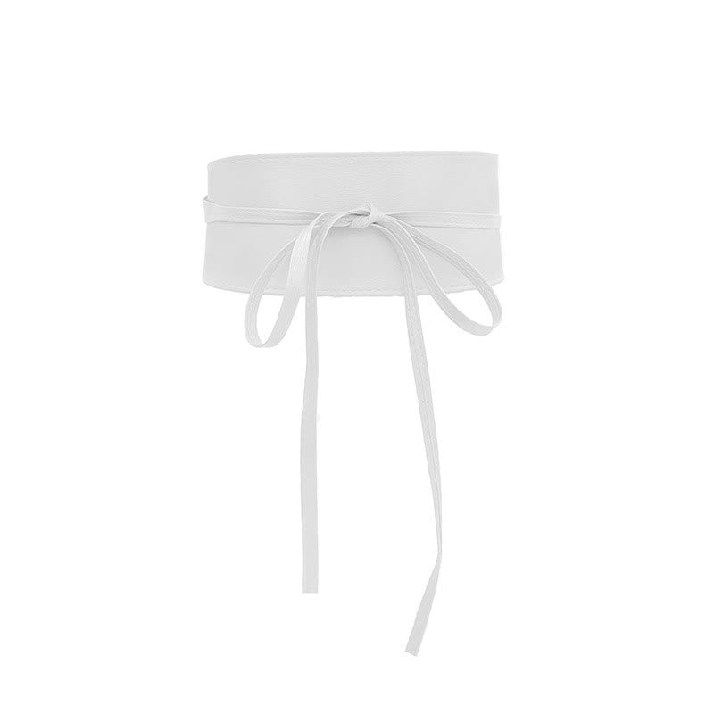 Wide Waist Belt For Women Lashing Leather Corset Belt - White - image 7