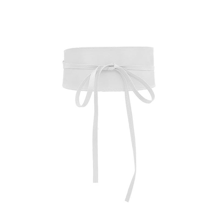 Wide Waist Belt For Women Lashing Leather Corset Belt - White - image 7