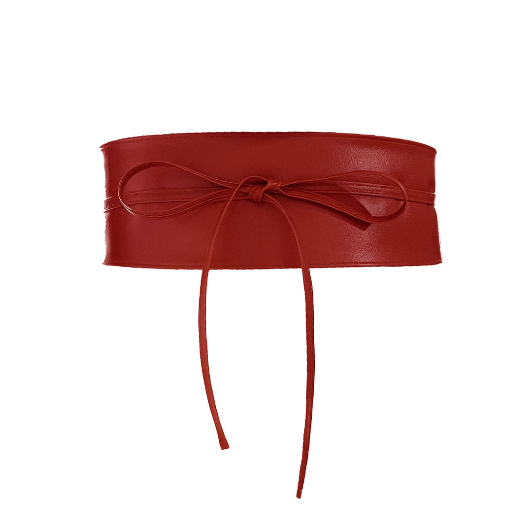 Wide Waist Belt For Women Lashing Leather Corset Belt - Red - image 11