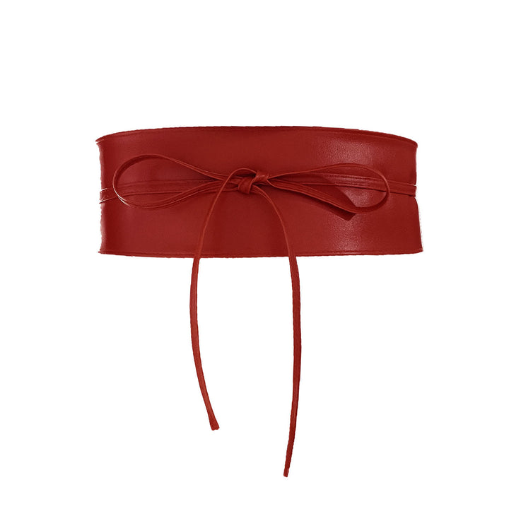 Wide Waist Belt For Women Lashing Leather Corset Belt - Red - image 11