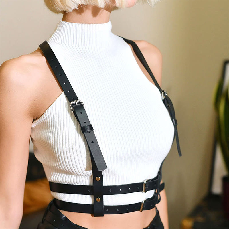 Punk Strap Corset Belt Women's Leather Chain Belt - image 2