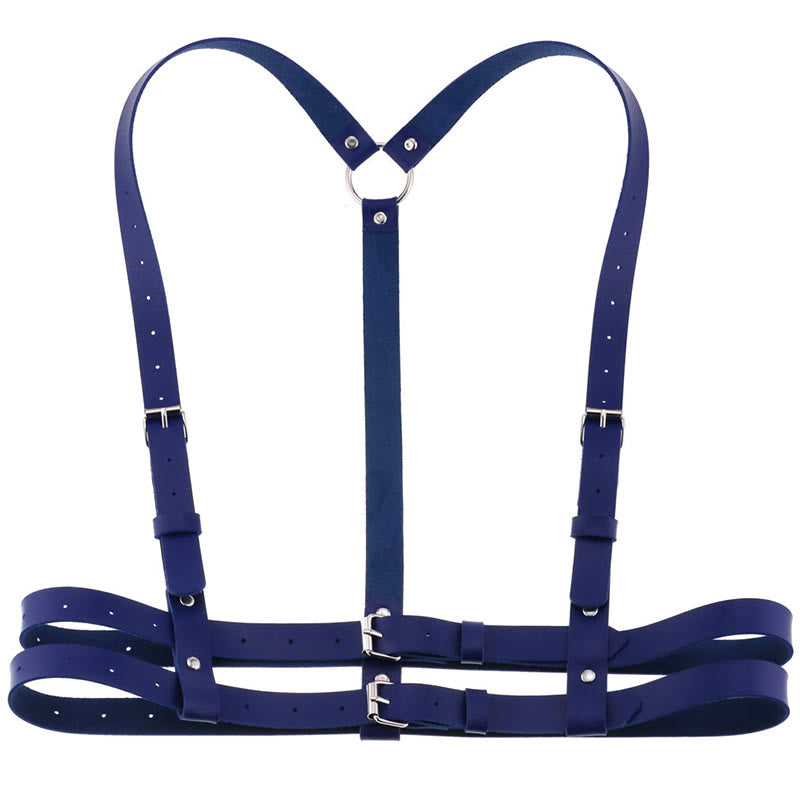 Punk Strap Corset Belt Women's Leather Chain Belt - DarkBlue - image 20