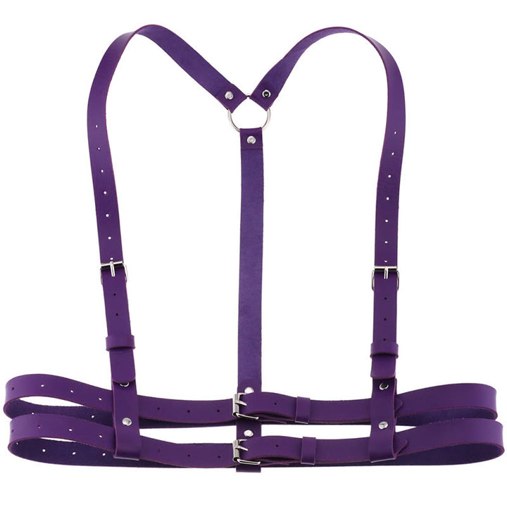 Punk Strap Corset Belt Women's Leather Chain Belt - Purple - image 9