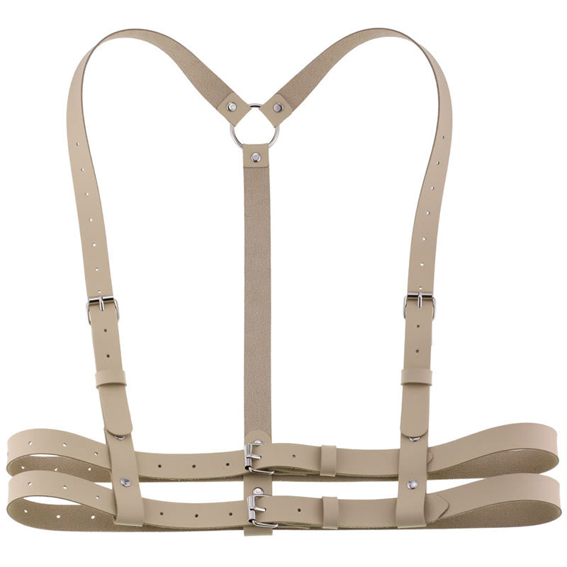 Punk Strap Corset Belt Women's Leather Chain Belt - PapayaWhip - image 14