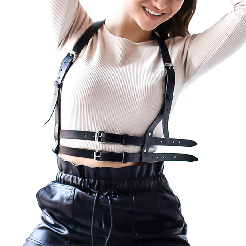 Punk Strap Corset Belt Women's Leather Chain Belt - image 1