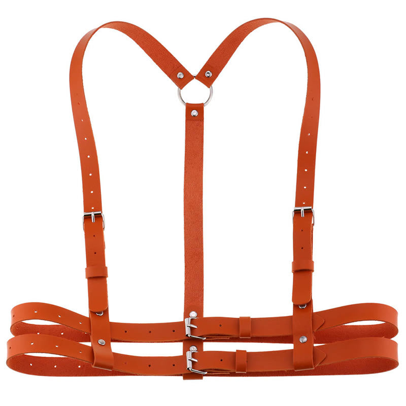 Punk Strap Corset Belt Women's Leather Chain Belt - OrangeRed - image 13