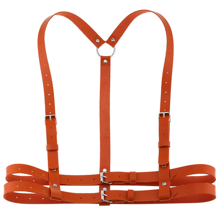 Punk Strap Corset Belt Women's Leather Chain Belt - OrangeRed - image 13